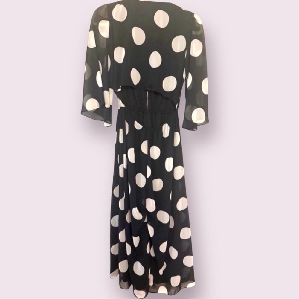 ASOS Black & White Polka Dot Wide Leg Jumpsuit with Open Back. Size 4 - Picture 2 of 5